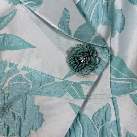 Lily & Taylor Couture Blue Jacquard Floral 2 Piece Skirt Suit Set Womens Size 14 - Picture 3 of 15